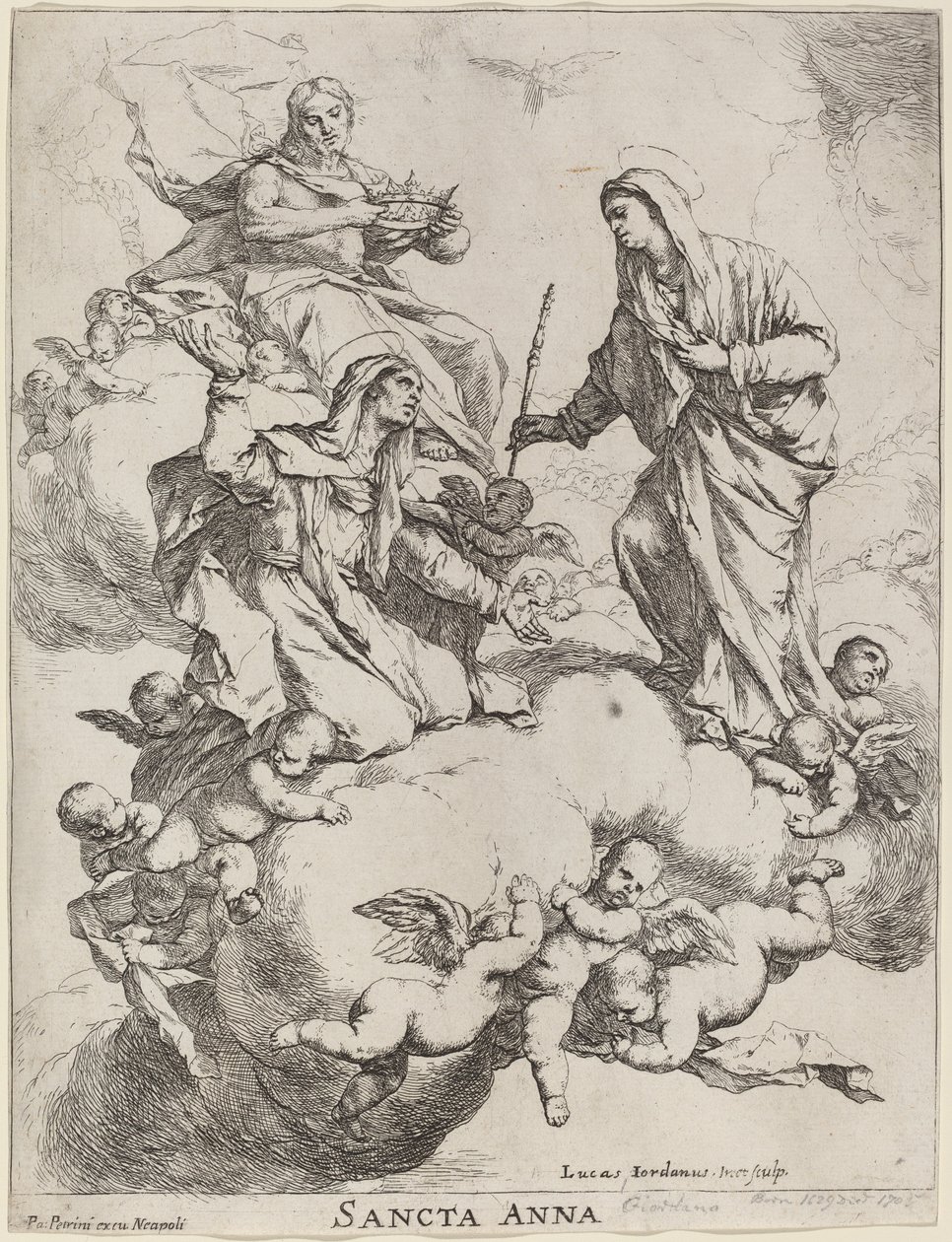 Santa Ana Recebida pela Virgem e Cristo de Luca Giordano