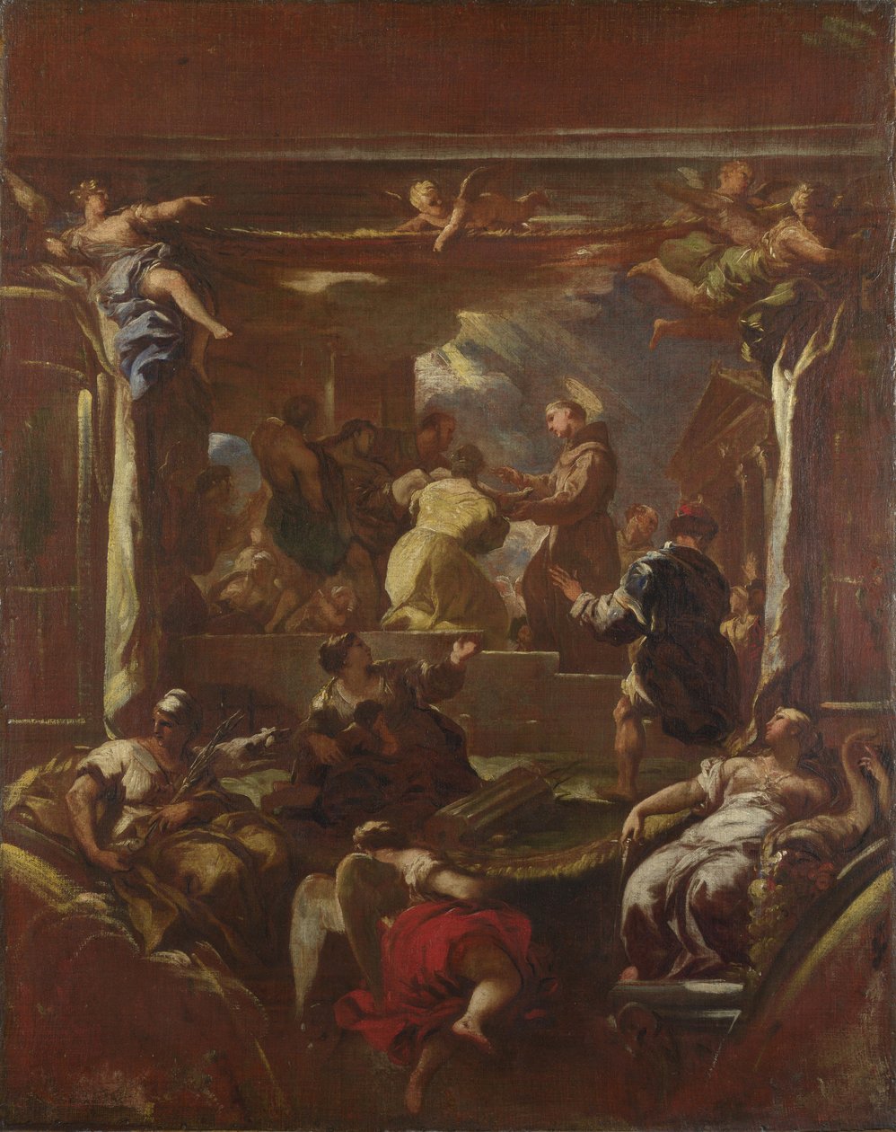 Santo Antônio de Pádua restaura o Pé de Homem, antes de 1700. de Luca Giordano