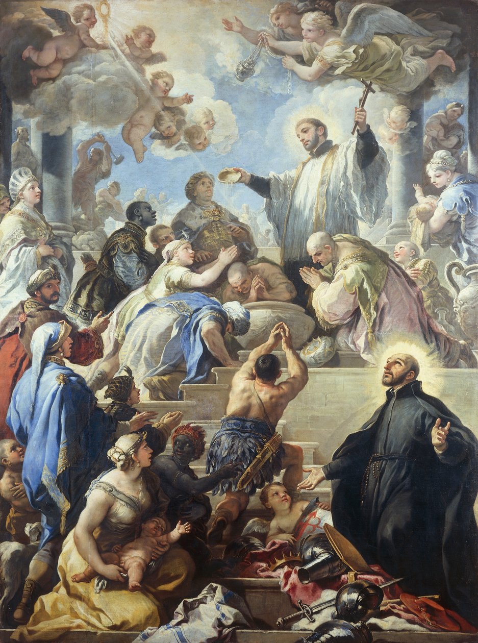 São Francisco Xavier batizando índios, de Luca Giordano (1634-1705), óleo sobre tela, 421x315 cm de Luca Giordano