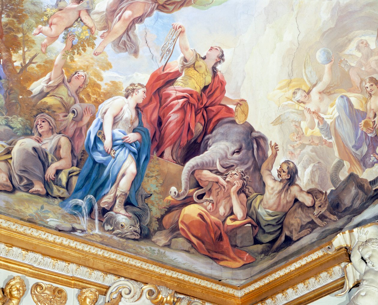 Temperança, detalhe do ciclo de afrescos no Salão dos Espelhos por Luca Giordano (1634-1705), fresco, Palazzo Medici Riccardi, Florença de Luca Giordano