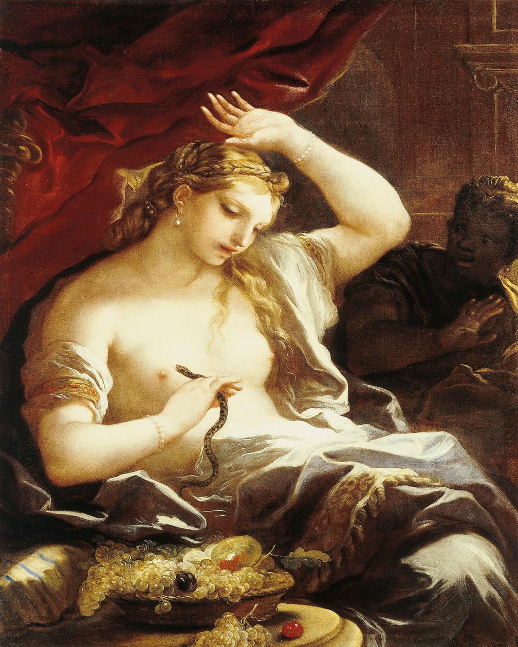A Morte de Cleópatra, de Luca Giordano, óleo sobre tela de Luca Giordano