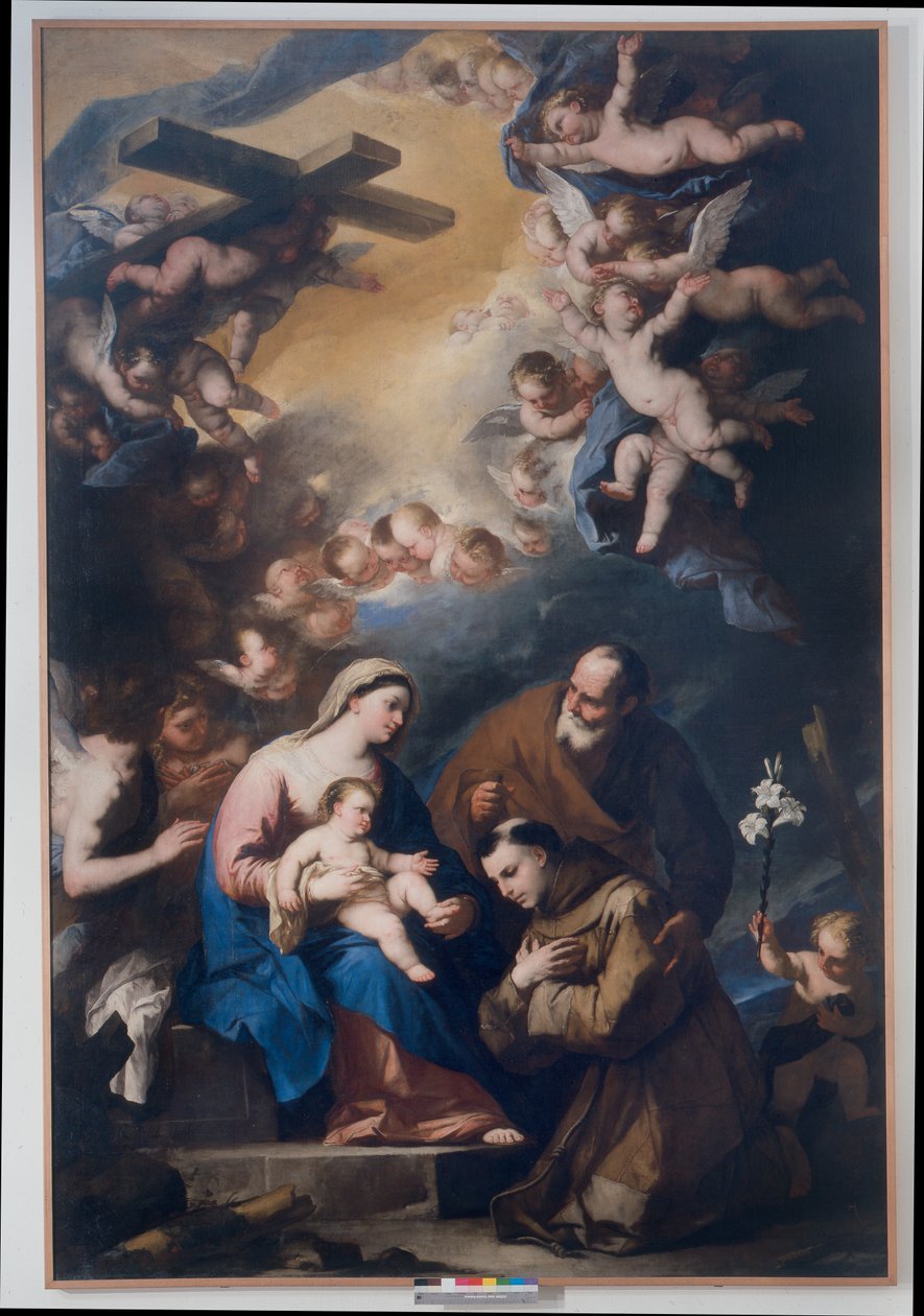 A Sagrada Família venerada por Santo Antônio de Pádua de Luca Giordano