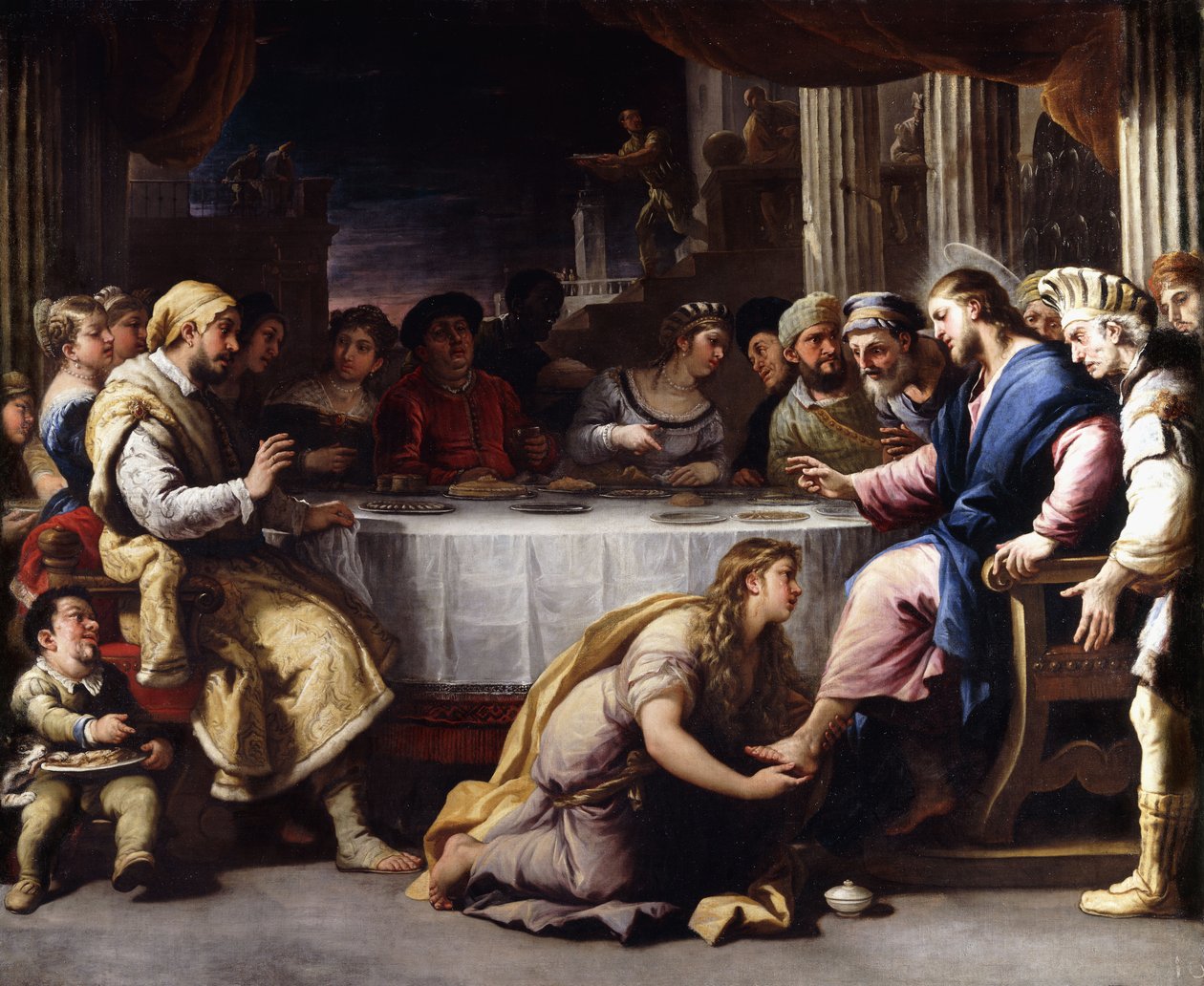 A Madalena lavando os pés de Cristo na casa de Simão, de Luca Giordano