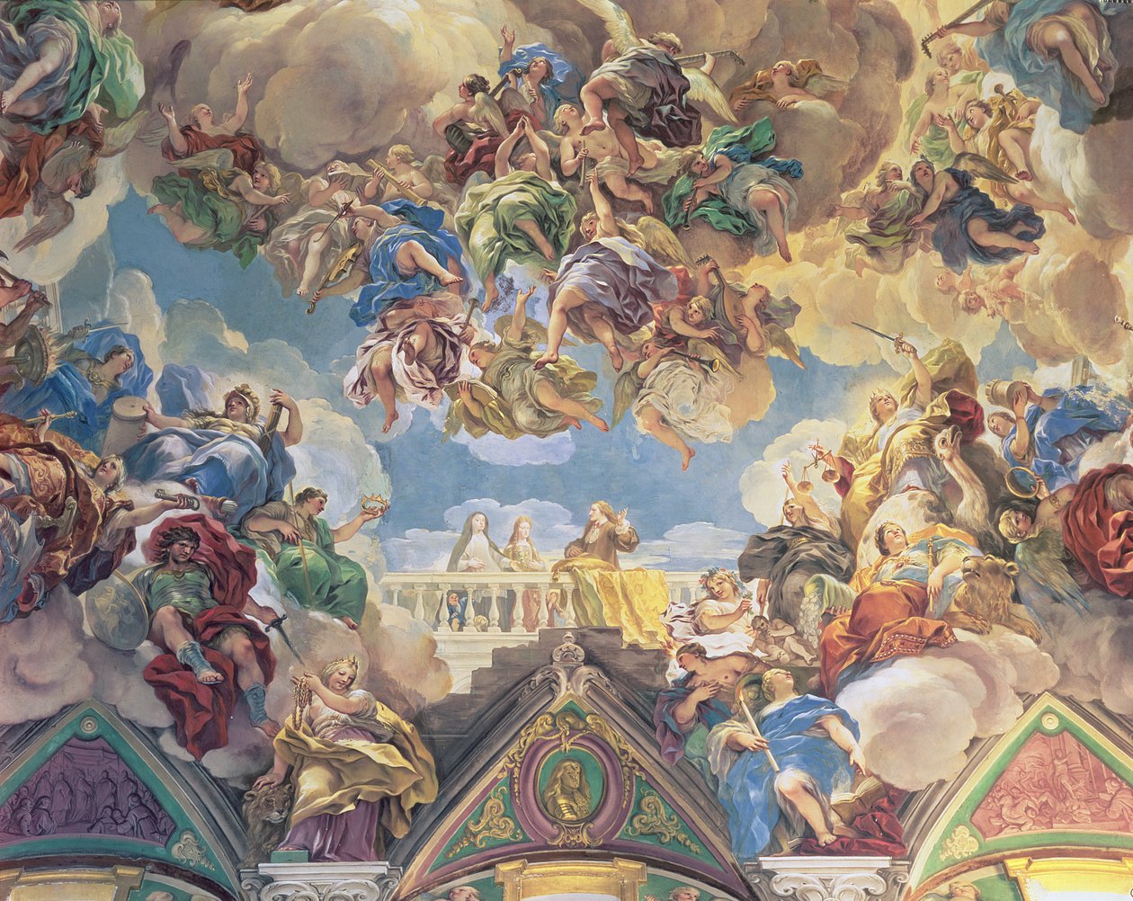 Triunfo dos Habsburgos (parte inferior do teto) de Luca Giordano