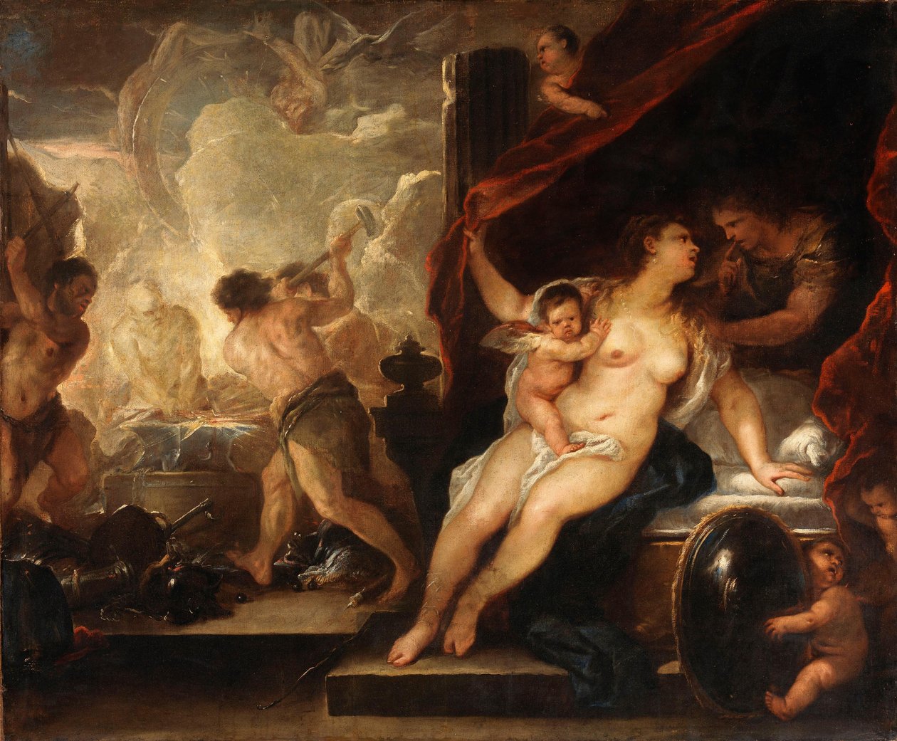 Venus, Mars und die Schmiede des Vulkan de Luca Giordano
