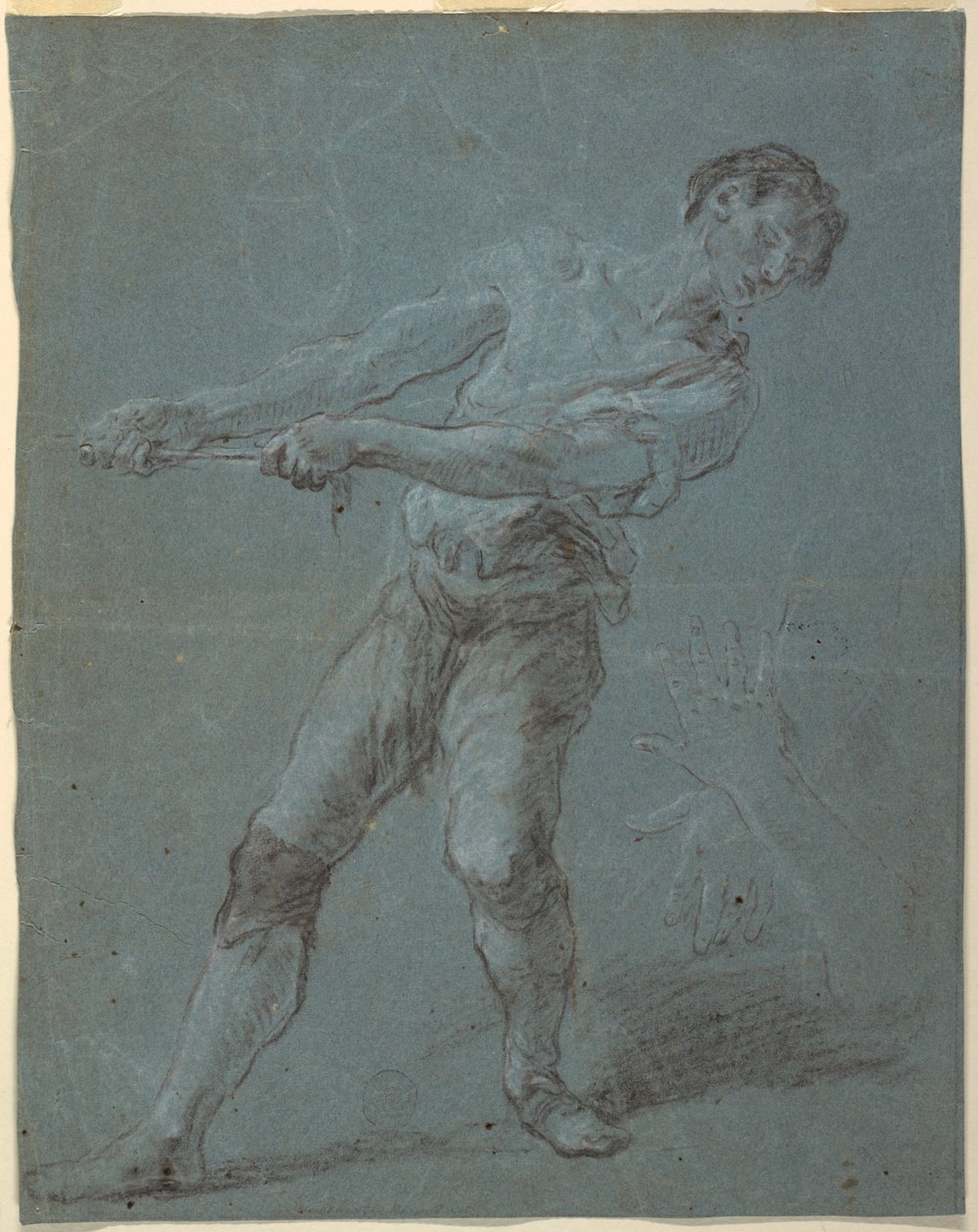 Jovem puxando uma corda de Luca Giordano