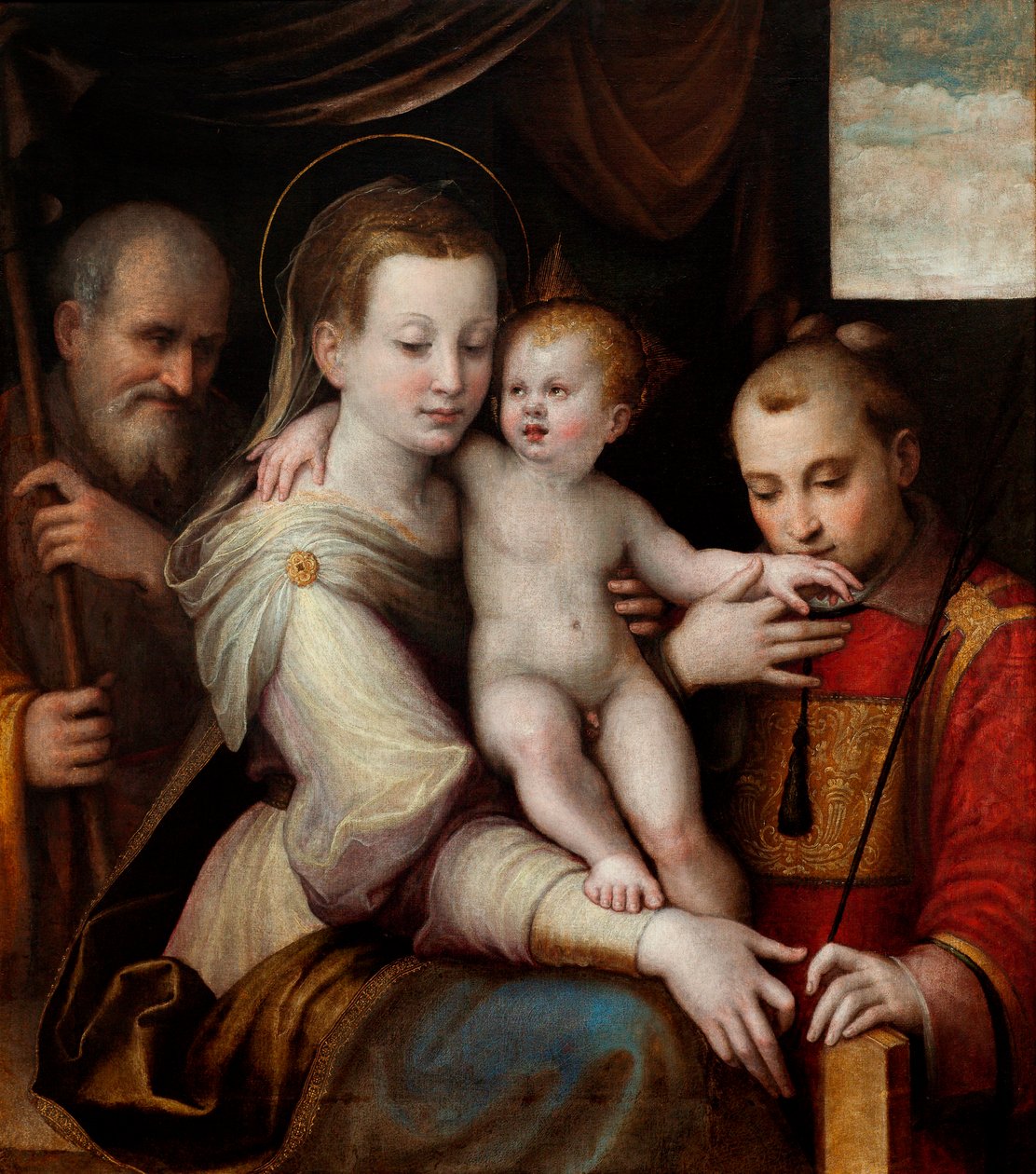 A Sagrada Família com Santo Estêvão, c. 1560 de Luca Longhi