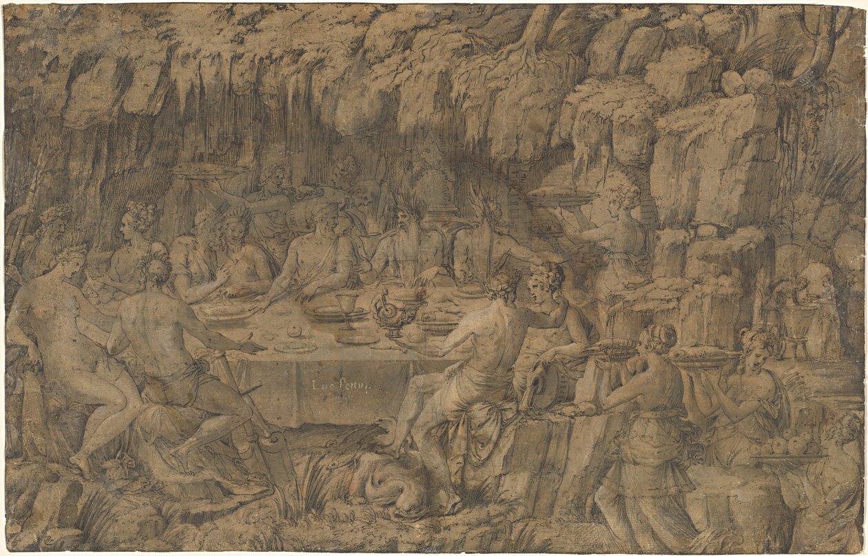 O Banquete de Aquelous de Luca Penni