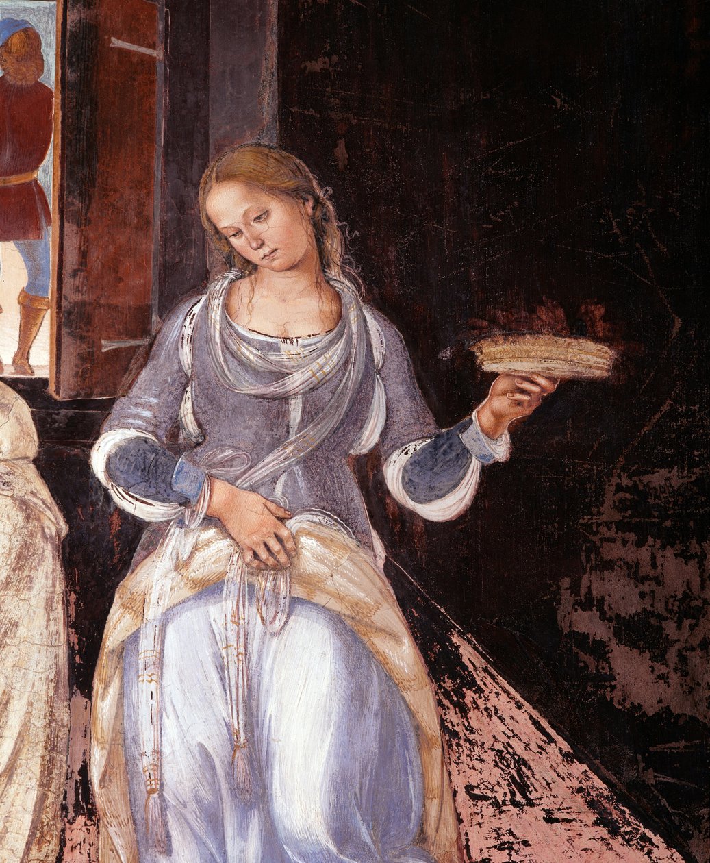 Benedito disse aos monges onde e quando eles comiam fora do mosteiro Detalhe do afresco do claustro feito por Luca Signorelli (1445 ca-1523) relatando a vida de São Bento de Nursie (480 - 567) fundador da Ordem de Bento 1497-1498 Abadia de Monte Oli de Luca Signorelli