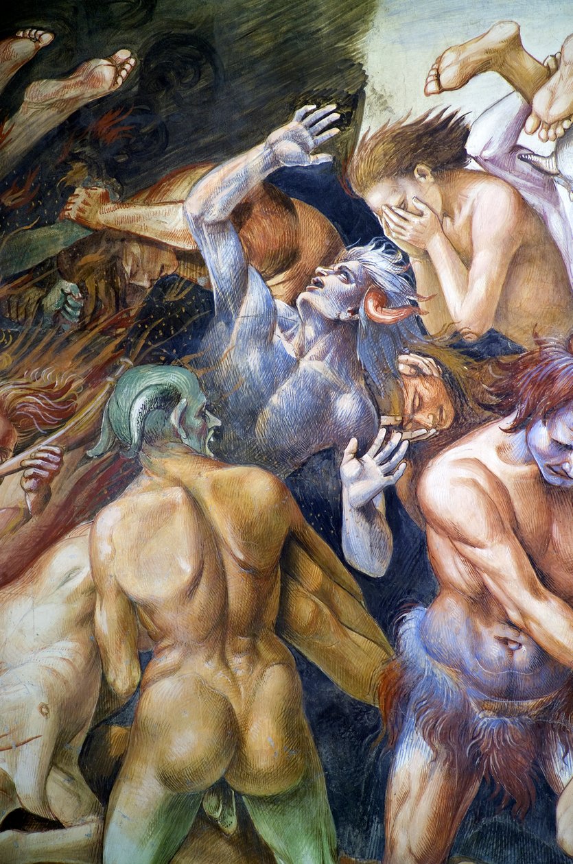 Malditos no inferno, do ciclo de afrescos do Juízo Final de Luca Signorelli