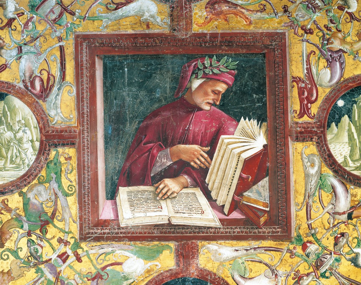 Itália, Região Umbria, Orvieto, Catedral, Capela da Madonna di San Brizio, retrato de Dante Alighieri de Luca Signorelli, fresco de Luca Signorelli