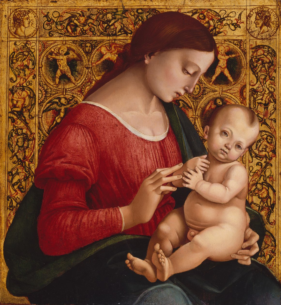 Madonna and Child, c.1505-07 (óleo e ouro sobre madeira) de Luca Signorelli