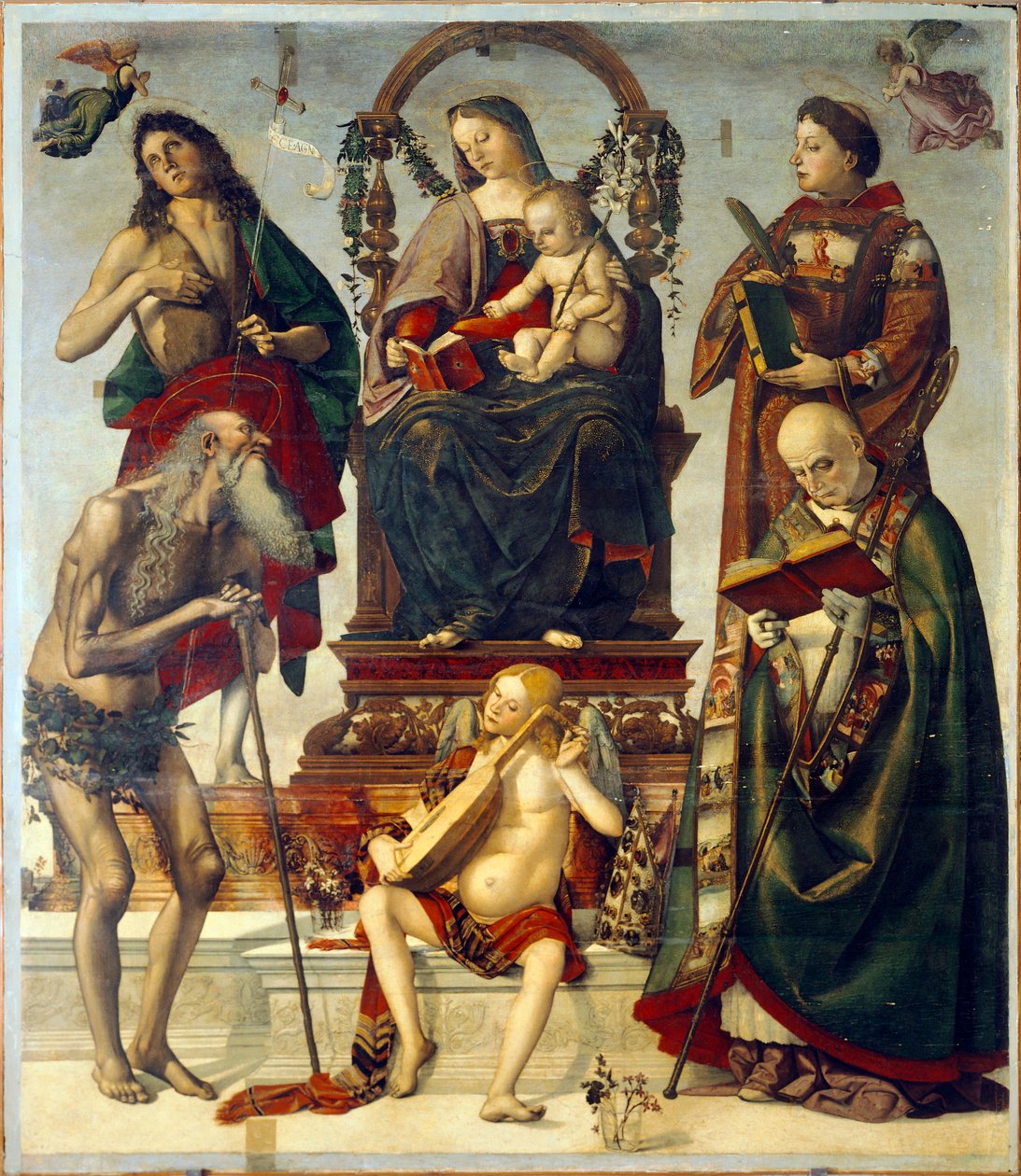 Pala de Santo Onuphrius, Madonna e Criança com Santos, de Luca Signorelli (ca 1445-1523), óleo sobre madeira, 221x189 cm. de Luca Signorelli