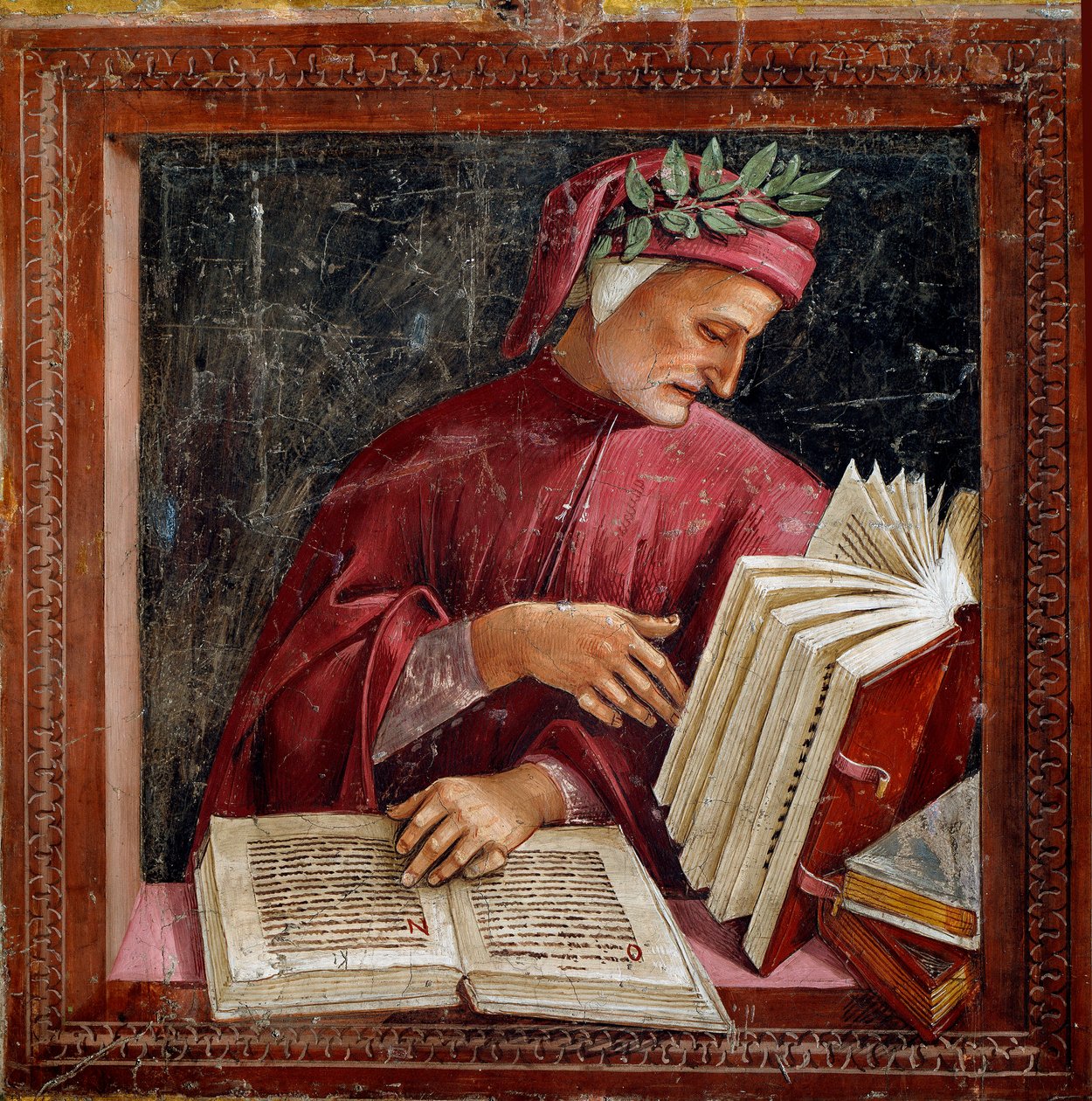Representação do poeta italiano Dante Alighieri de Luca Signorelli