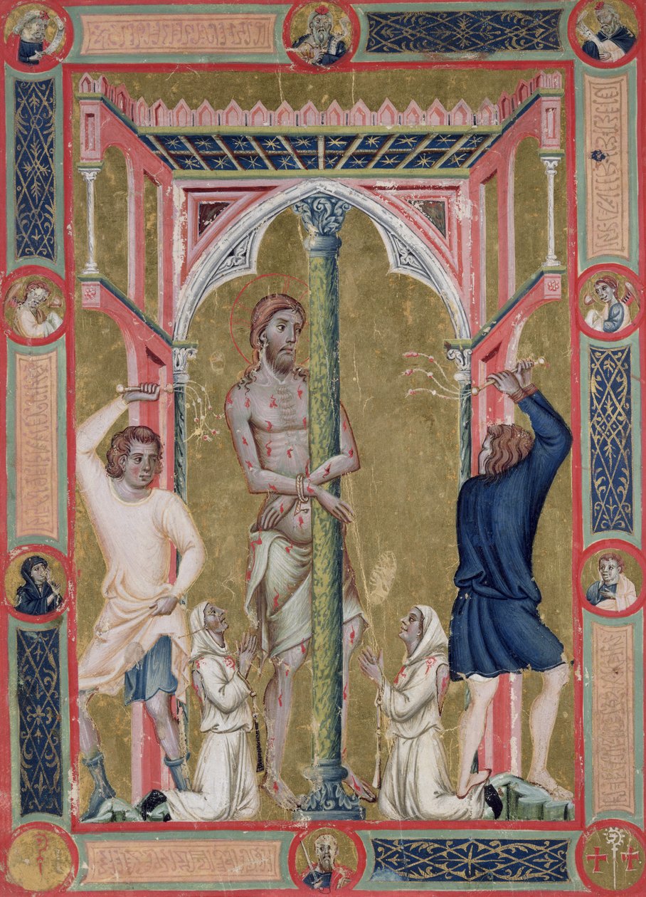 A Flagelação de Cristo, da Mariegola da Escola de San Giovanni Evangelista de Venise de Luca di Paolo Veneziano