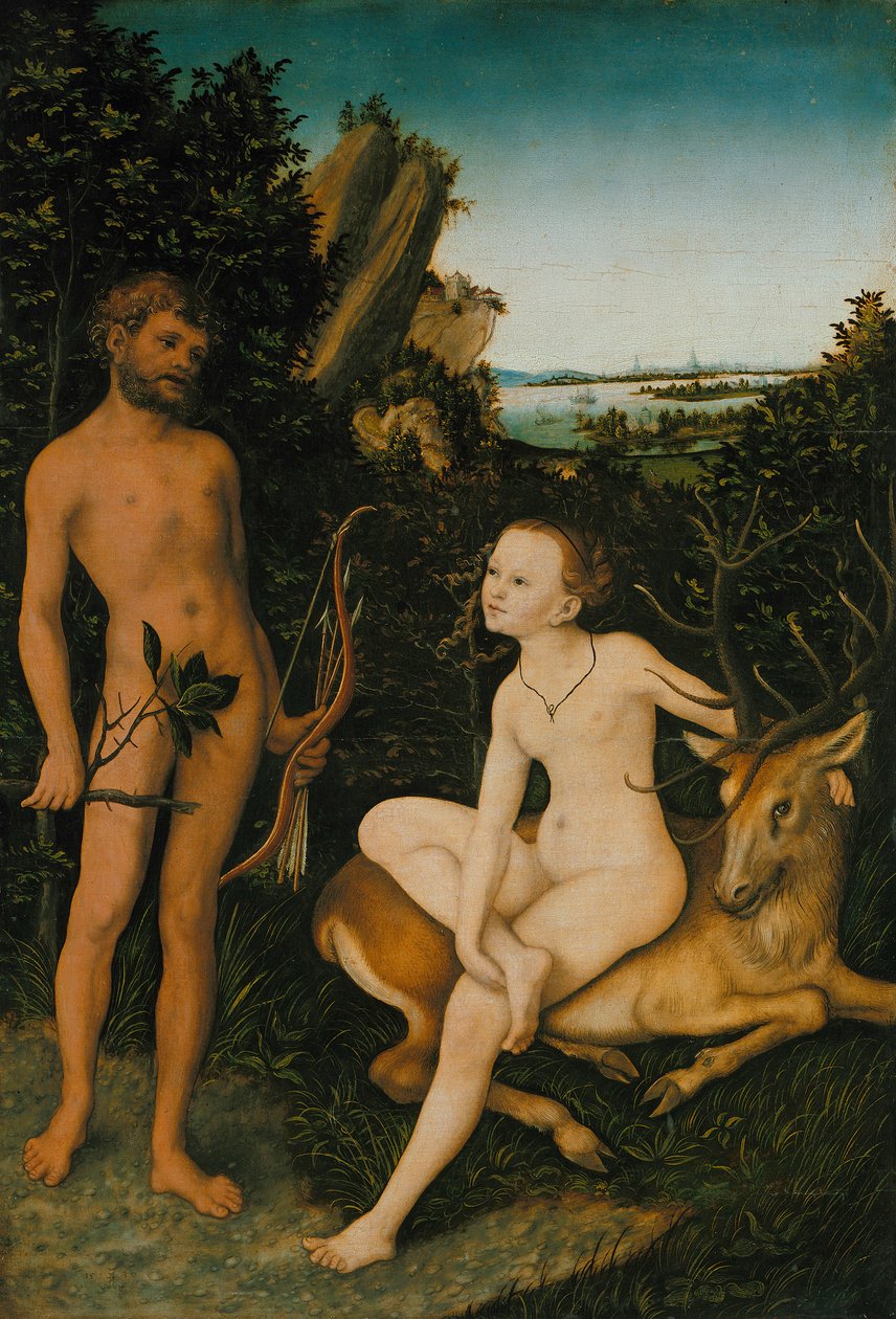 Apolo e Diana na paisagem arborizada de Lucas Cranach the Elder