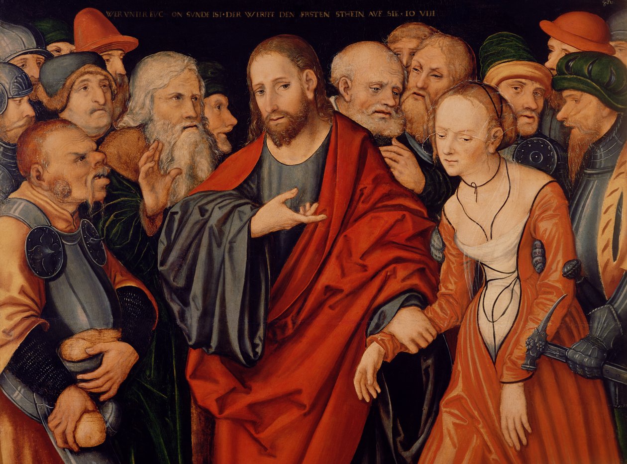 Cristo e a mulher tomados em adultério de Lucas Cranach the Elder