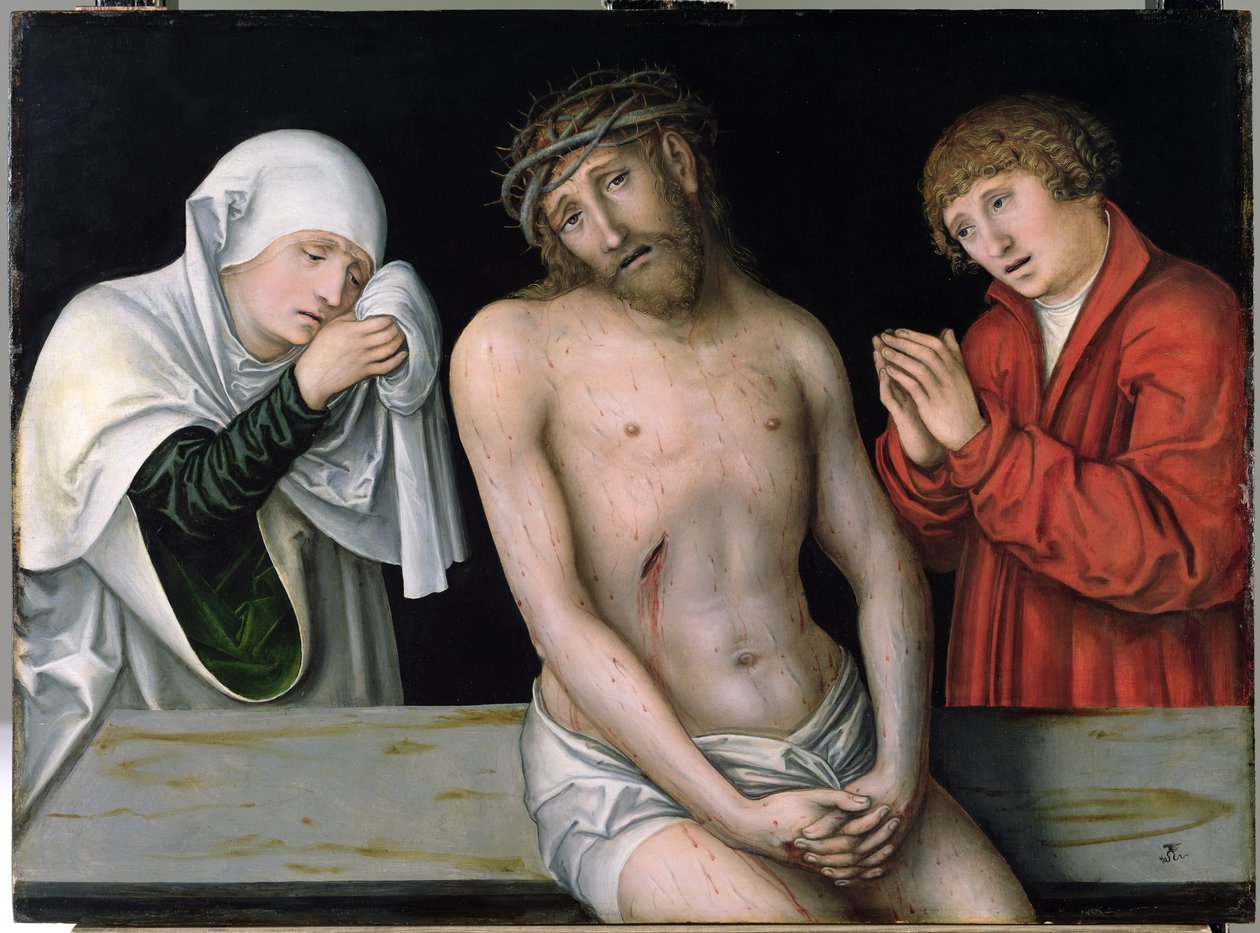 Cristo como o homem das dores com a Virgem e com São João de Lucas Cranach the Elder
