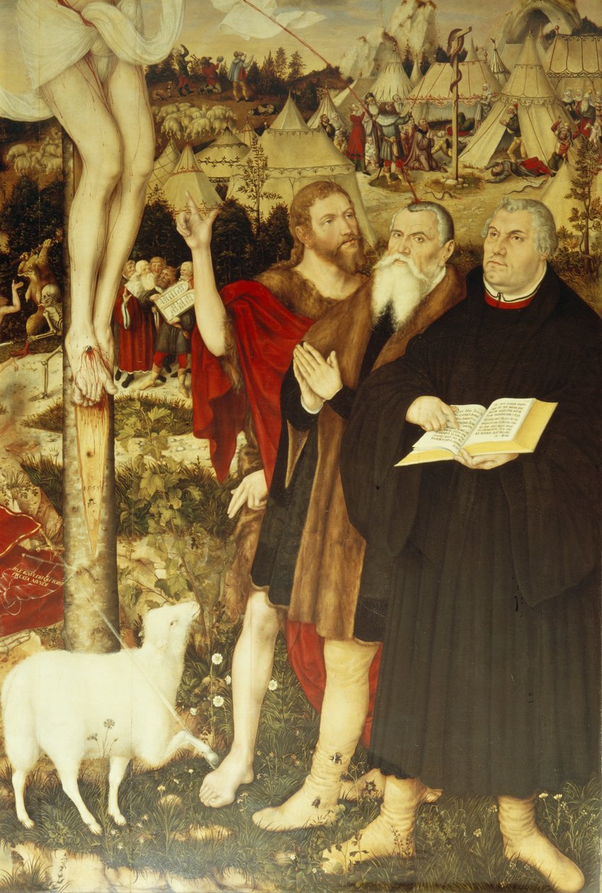 Cristo na cruz, 1552-55 (detalhe de 308464) de Lucas Cranach the Elder