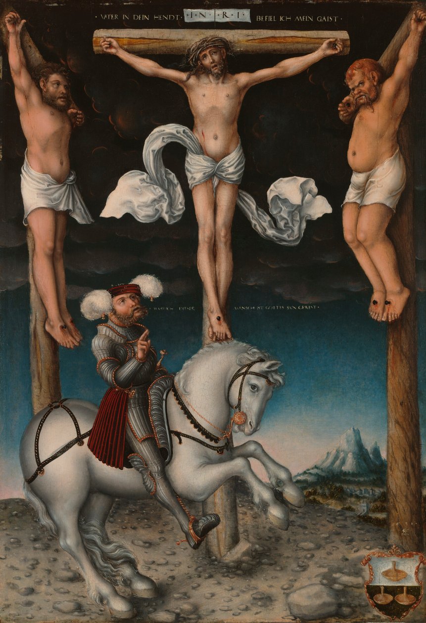A crucificação com o capitão convertido de Lucas Cranach the Elder