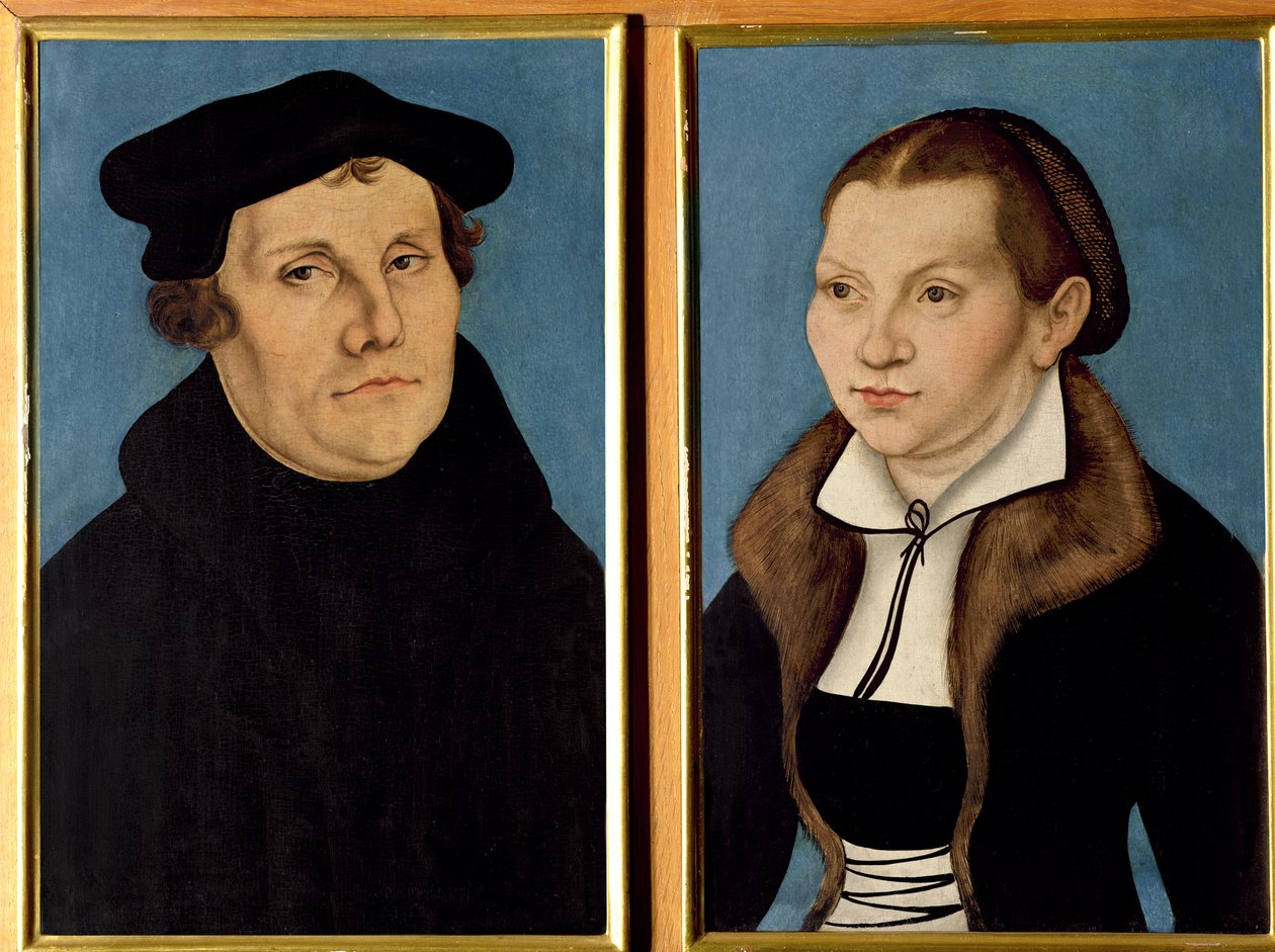 Retrato duplo de Martin Luther e Katherin de Bora, 1529 de Lucas Cranach the Elder