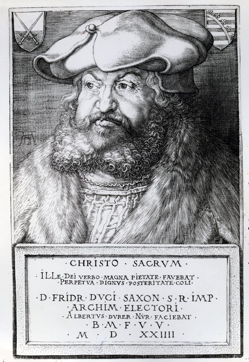 Friedrich III, eleitor da Saxônia, gravado por Albrecht Durer, 1524 de Lucas Cranach the Elder