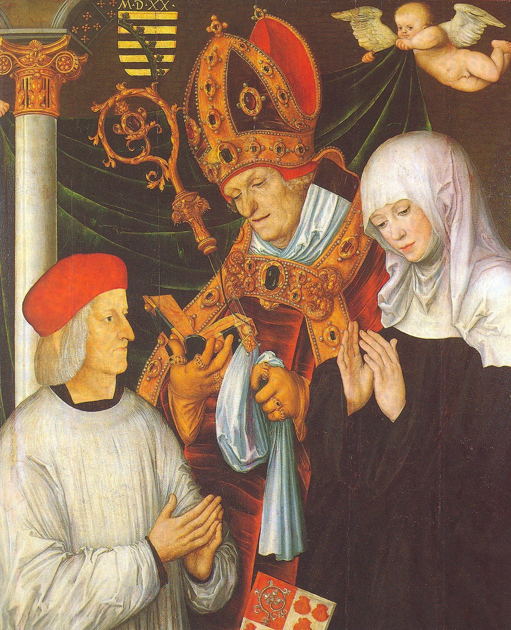 Gabriel von Eyb, Bispo de Eichstätt, com o hll. Willibald e Walburga de Lucas Cranach the Elder