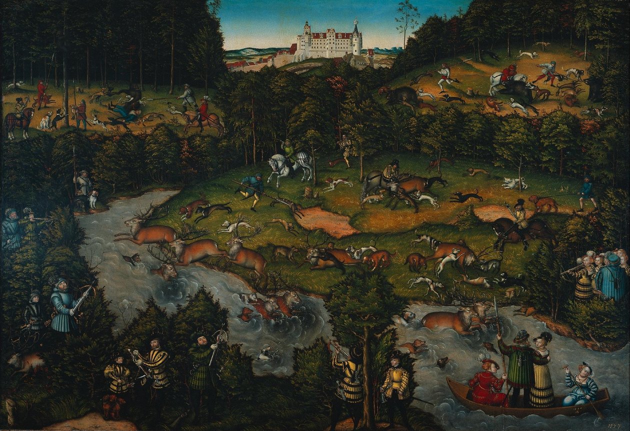 Caça ao Tribunal no Castelo de Hartenfels de Lucas Cranach the Elder