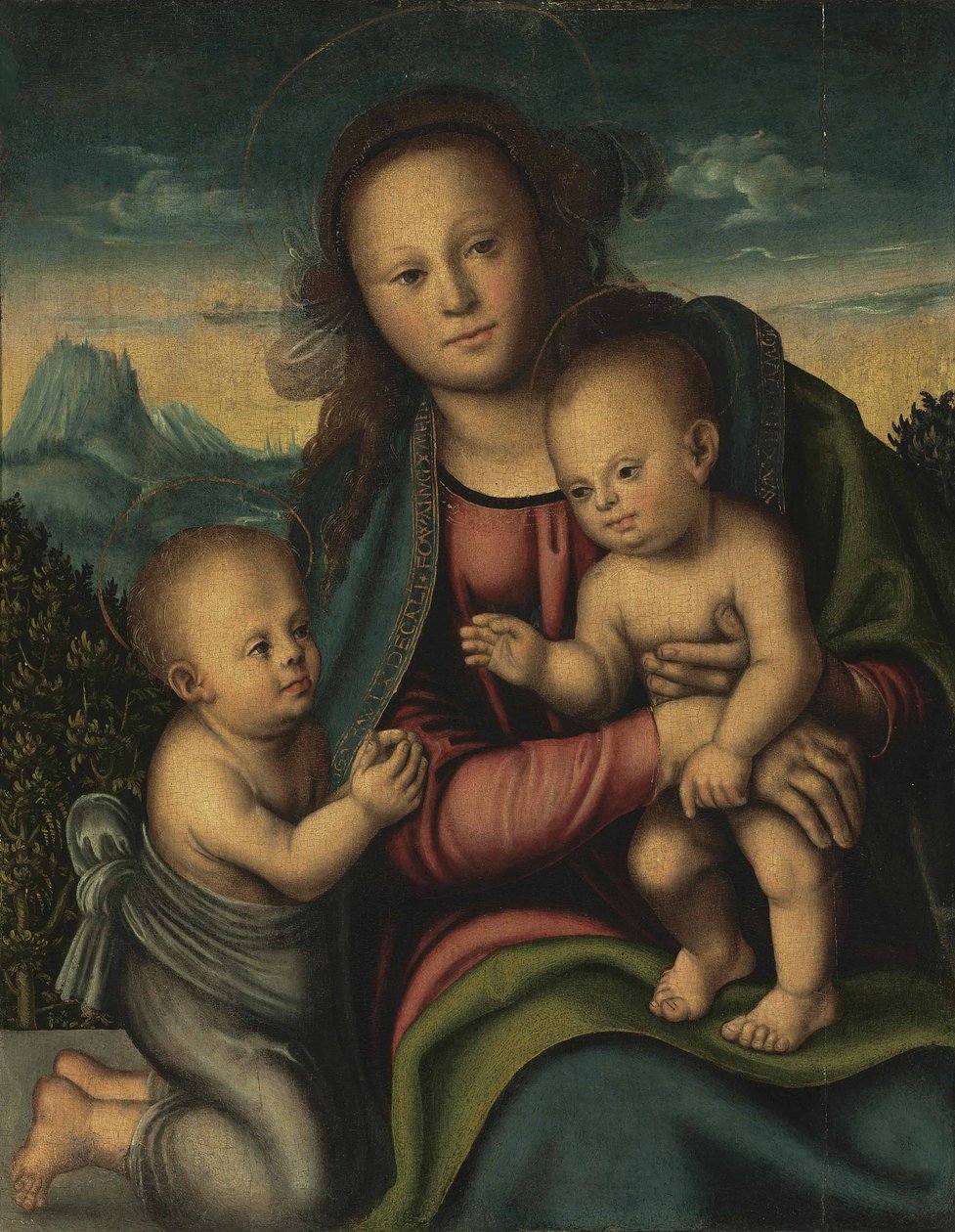 Virgem e criança com o pequeno João Batista de Lucas Cranach the Elder