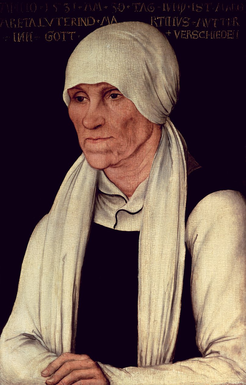 Margarethe Luther (c.1463-1531), mãe de Martinho Lutero de Lucas Cranach the Elder