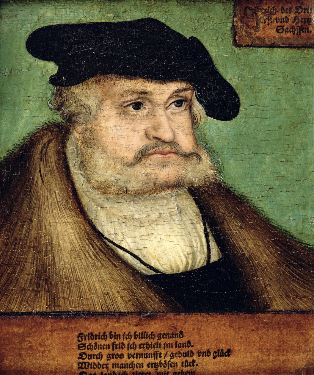 Retrato de Friedrich III (1463-1525) Eleitor da Saxônia, 1532 de Lucas Cranach the Elder