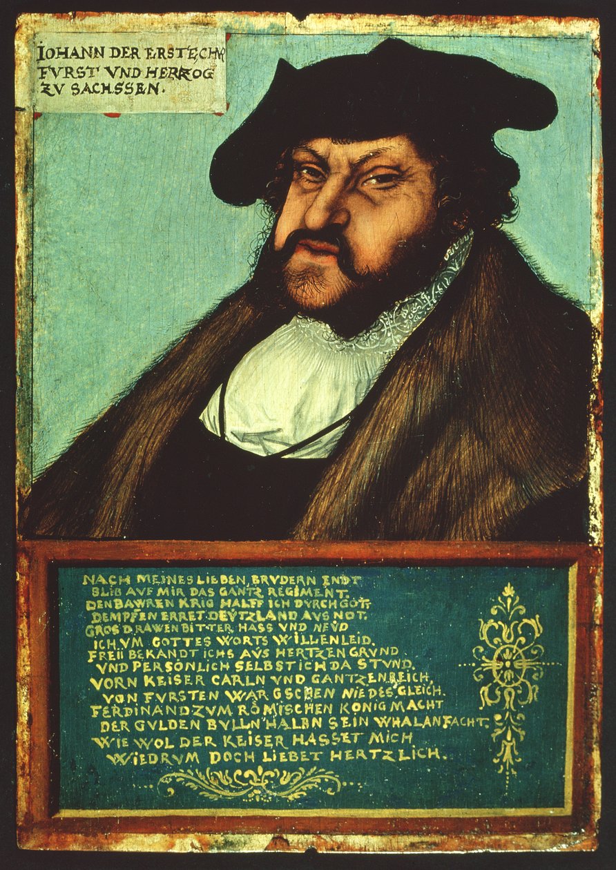 Retrato de João I (1468-1532) o constante, eleitor da Saxônia, c.1533 de Lucas Cranach the Elder