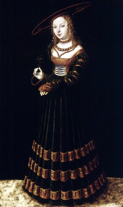 Retrato de uma menina com esqueça-me nots de Lucas Cranach the Elder