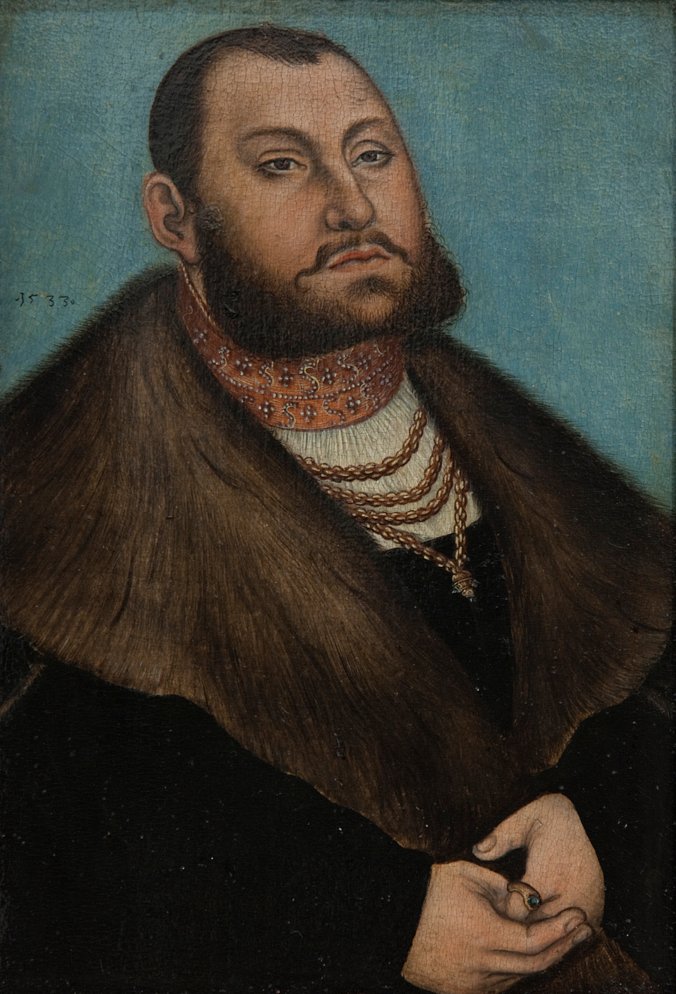 Retrato do Eleitor Johann Friedrich, o Magnânimo da Saxônia de Lucas Cranach the Elder