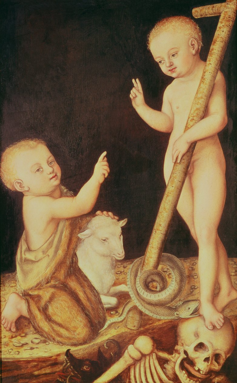 O infante Cristo triunfando sobre a morte e o infante São João Batista de Lucas Cranach the Elder