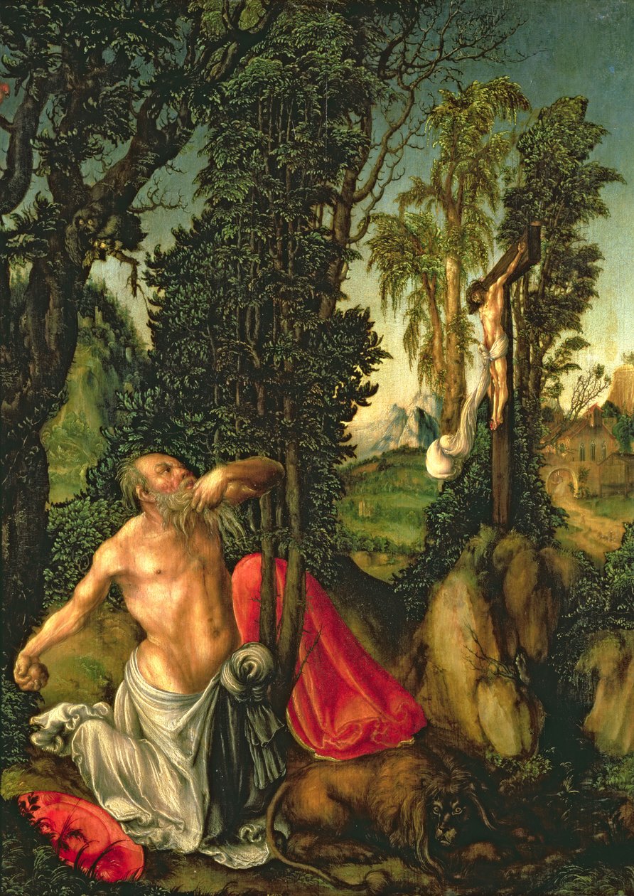 A penitência de São Jerônimo, 1502 (painel) de Lucas Cranach the Elder