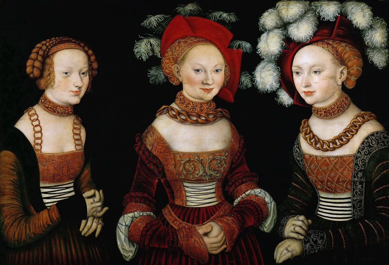 As princesas Sibylla, Emilia e Sidonia da Saxônia de Lucas Cranach the Elder