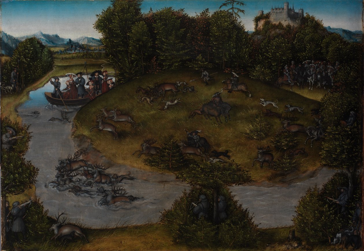 A Caça ao Cervo do Eleitor Frederic, o Sábio de Lucas Cranach the Elder