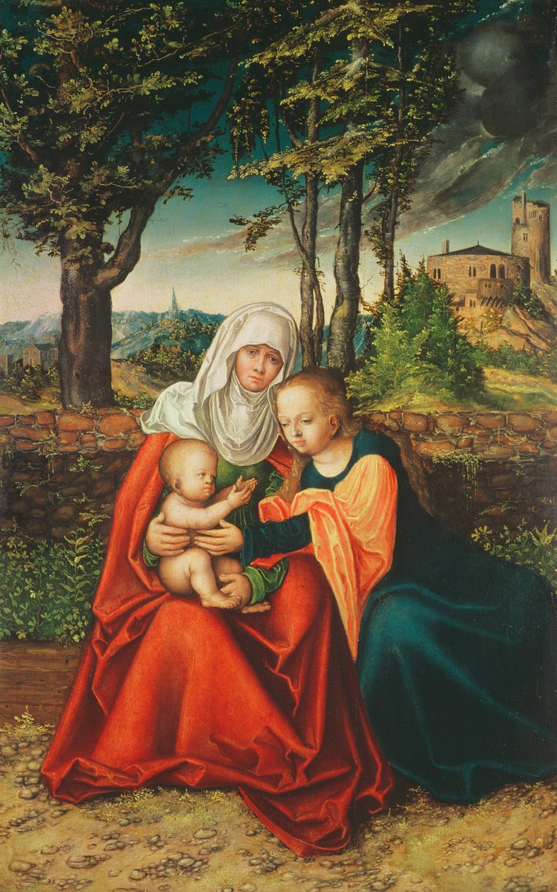 A Virgem Maria com Santa Ana segurando o menino Jesus de Lucas Cranach the Elder