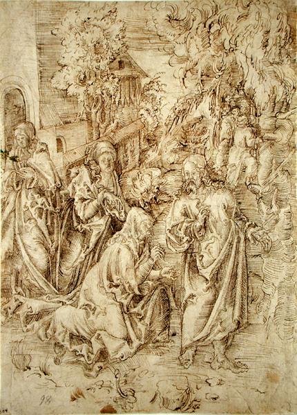 Cristo se despedindo de sua mãe (caneta e tinta no papel) de Lucas Cranach the Elder