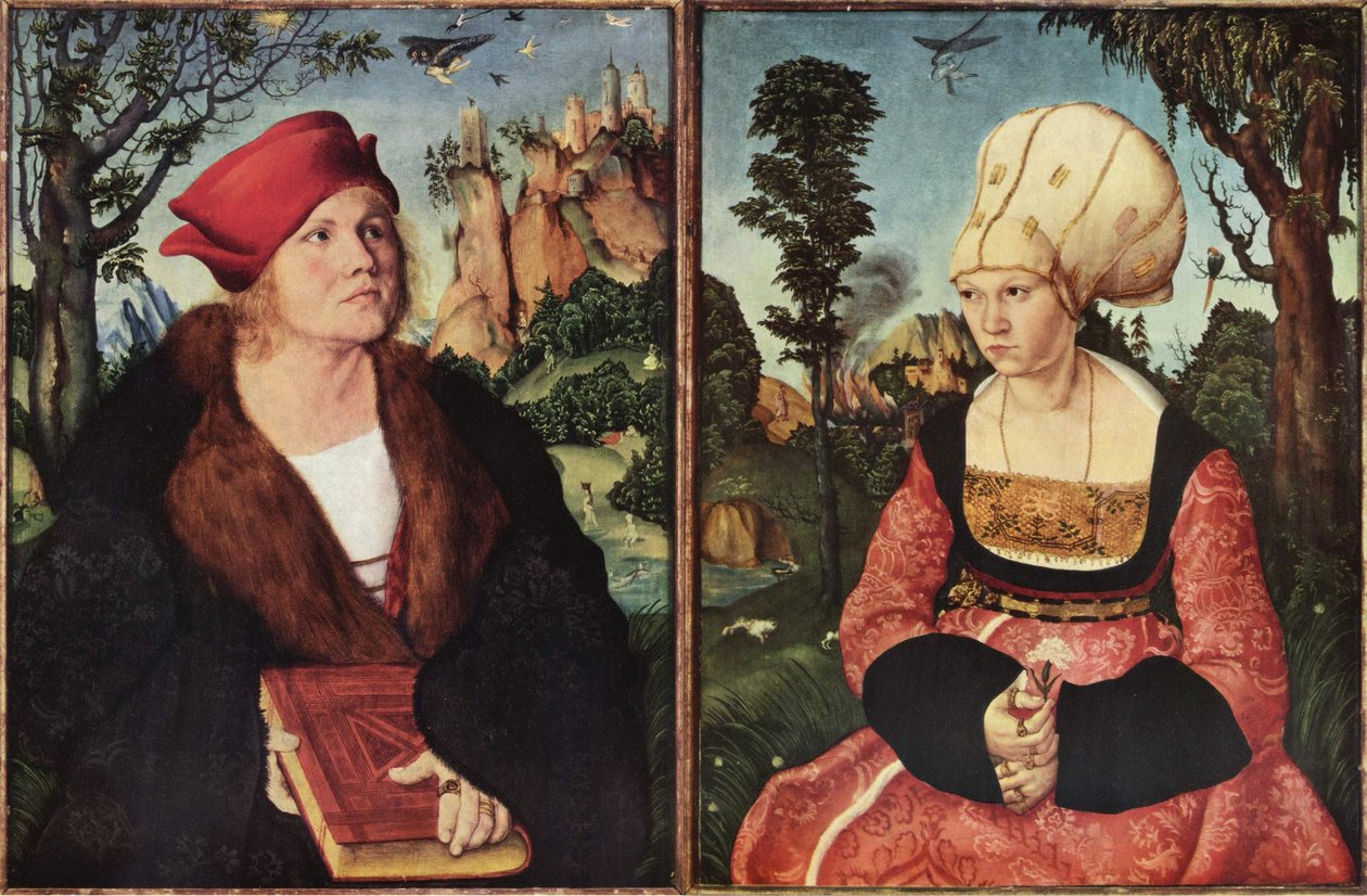 Retrato do Dr. Johannes Cuspinian & Retrato do Putsch de Anna Cuspinian de Lucas Cranach the Elder