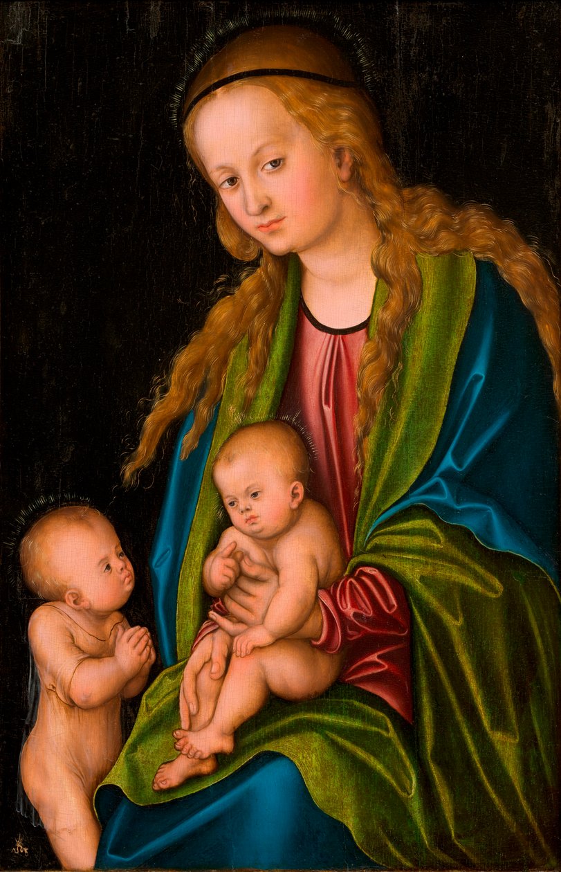 Madonna - Virgin and Child com o infante São João Batista de Lucas Cranach the Elder
