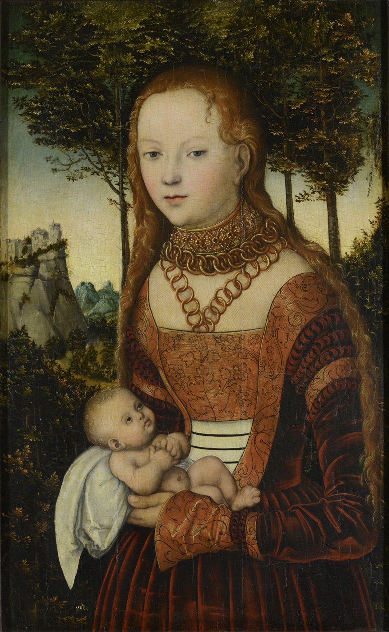 Jovem mãe com criança de Lucas Cranach the Elder