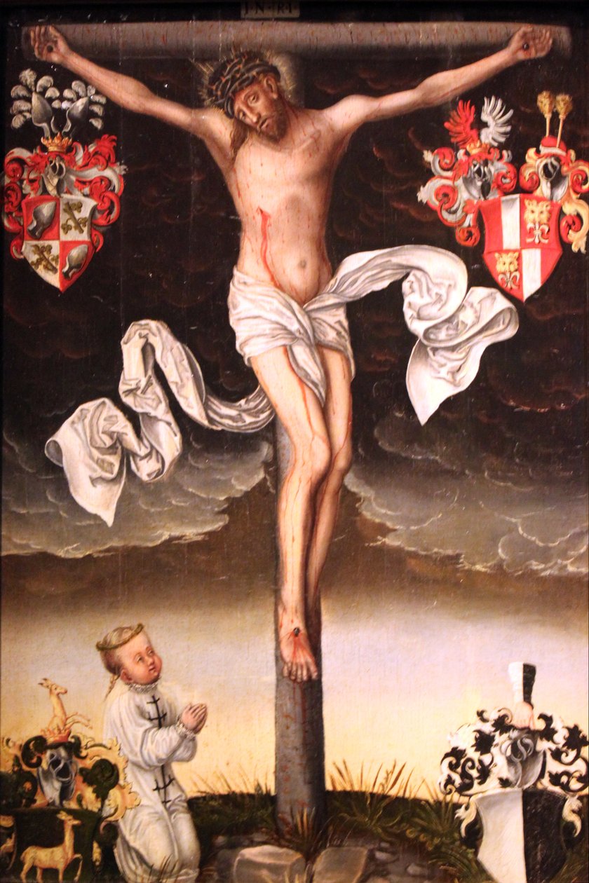 Epitáfio de uma criança na camisa da morte de Lucas Cranach the Younger