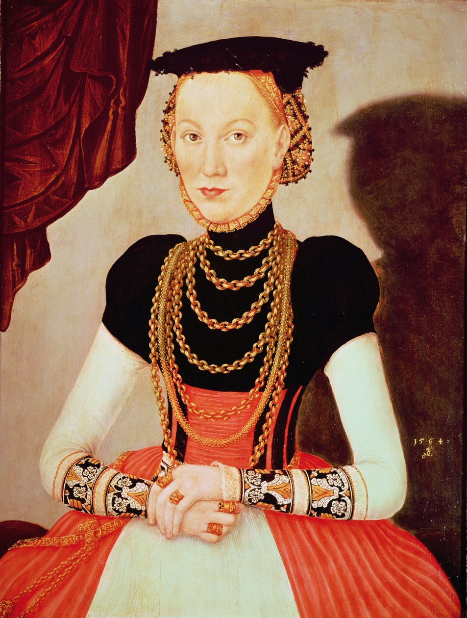 Retrato de uma mulher, 1564 (painel) de Lucas Cranach the Younger