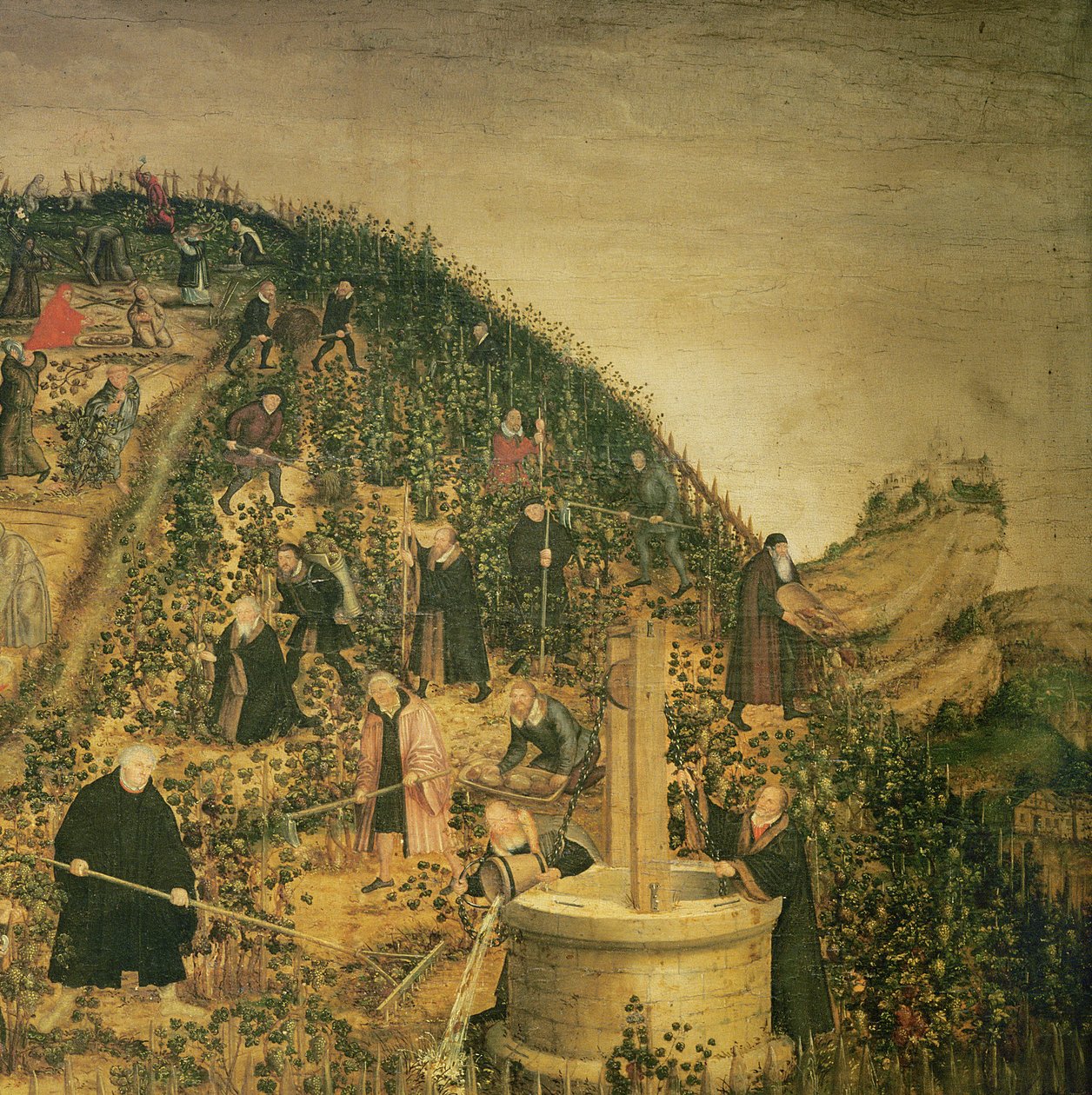 O vinhedo do senhor, 1569 (detalhe de 330498) de Lucas Cranach the Younger