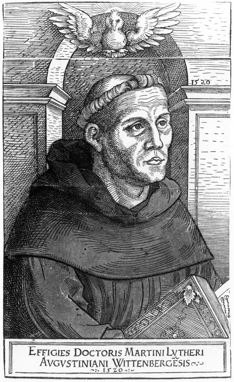 Martinho Lutero como Frade Agostiniano, 1520-24 de Lucas Cranach the Elder