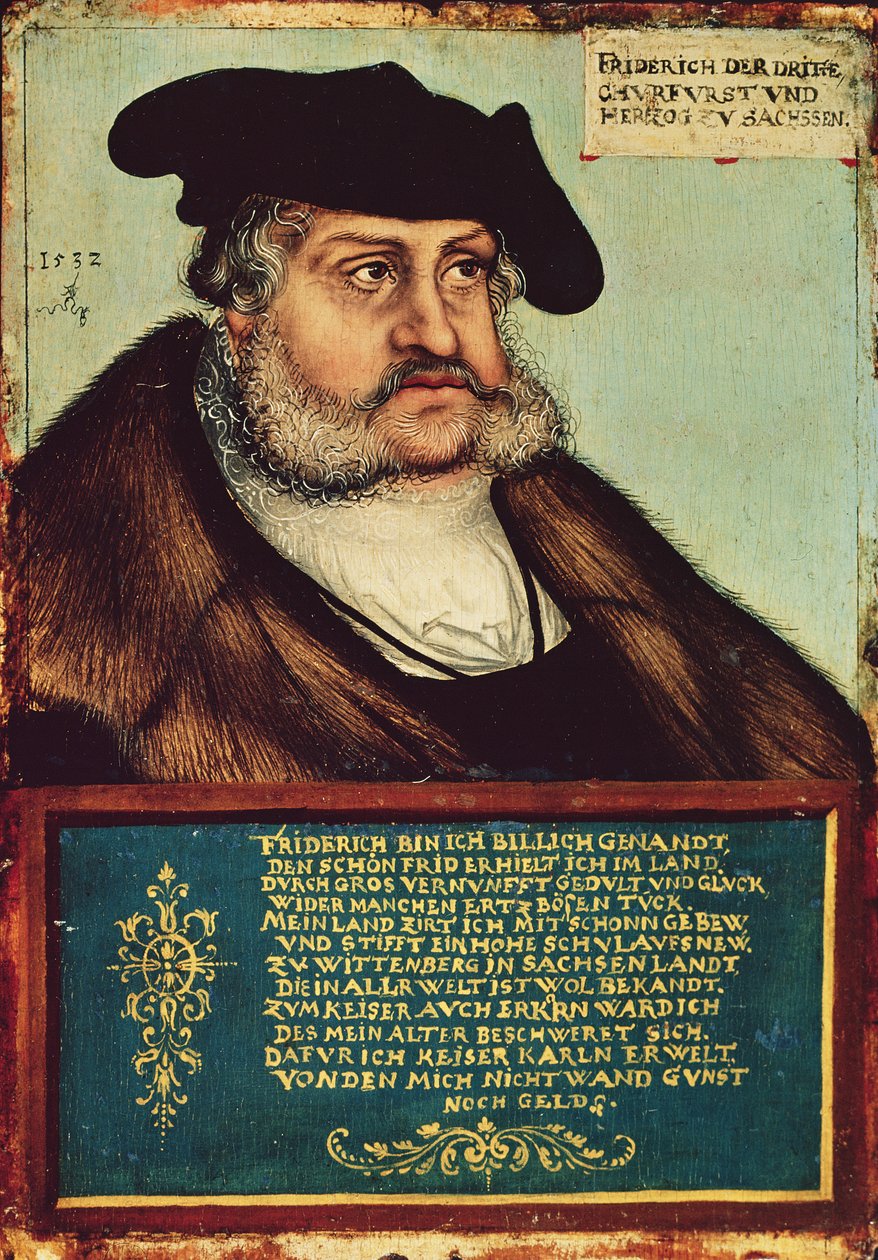 Retrato de Frederico III, Eleitor da Saxônia de Lucas Cranach the Elder