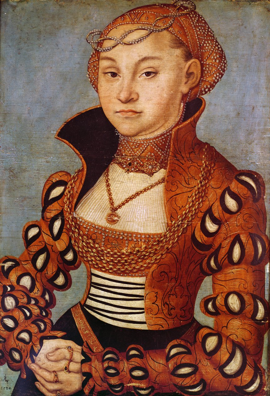 Retrato de uma mulher saxona nobre, 1534 (óleo sobre madeira) de Lucas Cranach the Elder