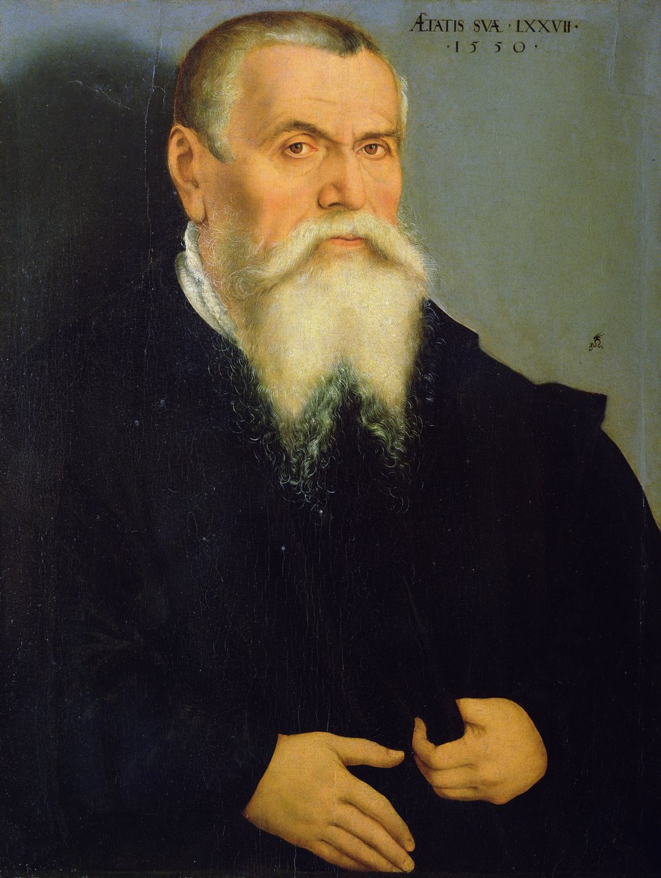 Auto-Retrato, 1550 (óleo sobre madeira) de Lucas Cranach the Elder